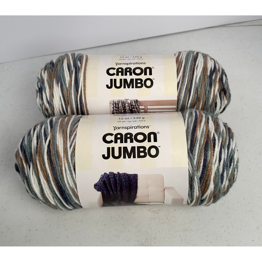 Caron Jumbo Yarn Country Basket 2 Skeins 12oz Variegated Acrylic Medium 4 Weight